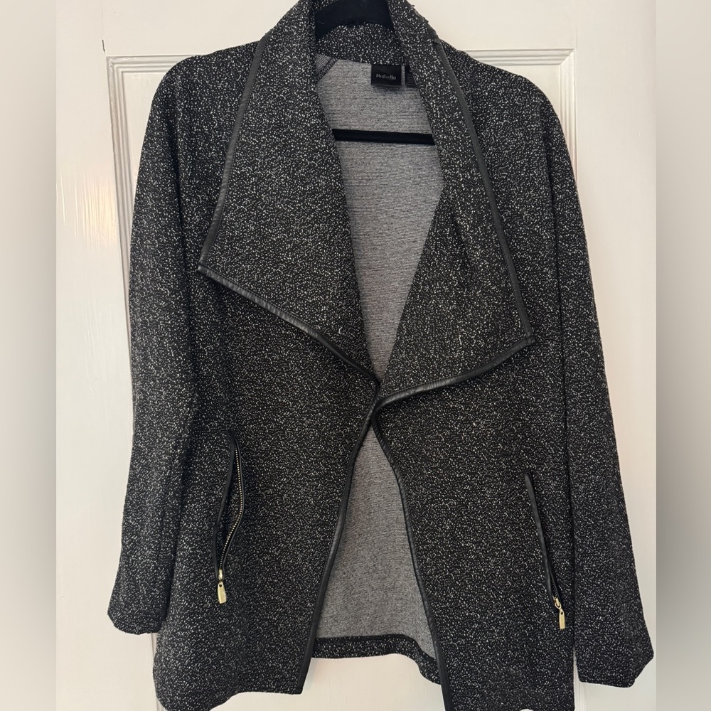 Zara Black and Gray Open-Front Blazer